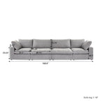 160.6 Modern Linen Upholstered Sofa Multiple Cushions Sectional Couch
