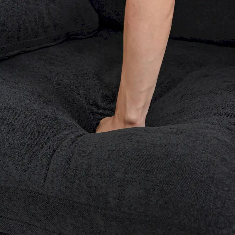 160.6 Modern Linen Upholstered Sofa Multiple Cushions Sectional Couch