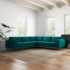 Flavia Mid Century Modern Pillow Back Symmetrical Corner Sofa