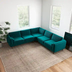 Flavia Mid Century Modern Pillow Back Symmetrical Corner Sofa