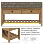 Shoe Rack with Cushioned Seat and Drawers, Multipurpose Entryway Storage Bench