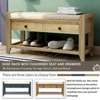 Shoe Rack with Cushioned Seat and Drawers, Multipurpose Entryway Storage Bench