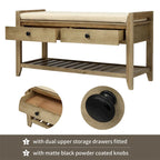 Shoe Rack with Cushioned Seat and Drawers, Multipurpose Entryway Storage Bench