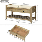 Shoe Rack with Cushioned Seat and Drawers, Multipurpose Entryway Storage Bench