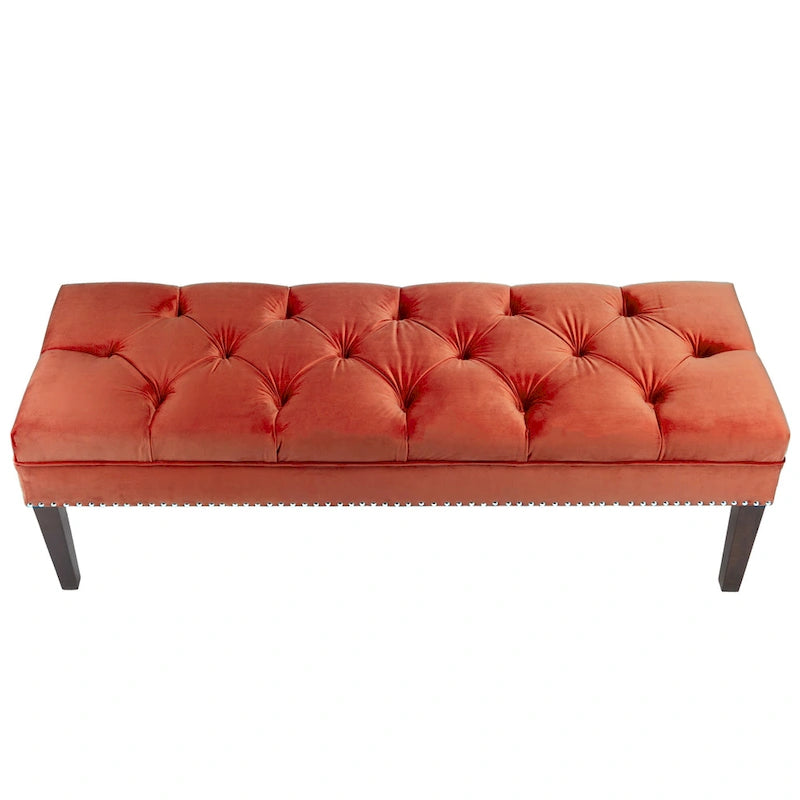 Mid Century Modern Tufted Upholstered Living Room Bench