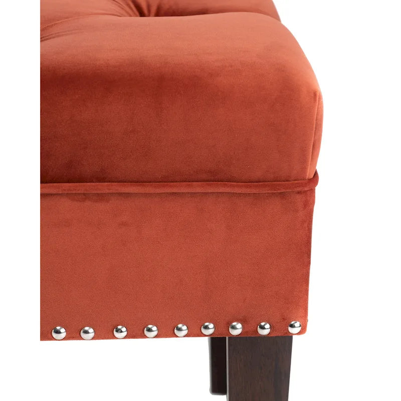 Mid Century Modern Tufted Upholstered Living Room Bench