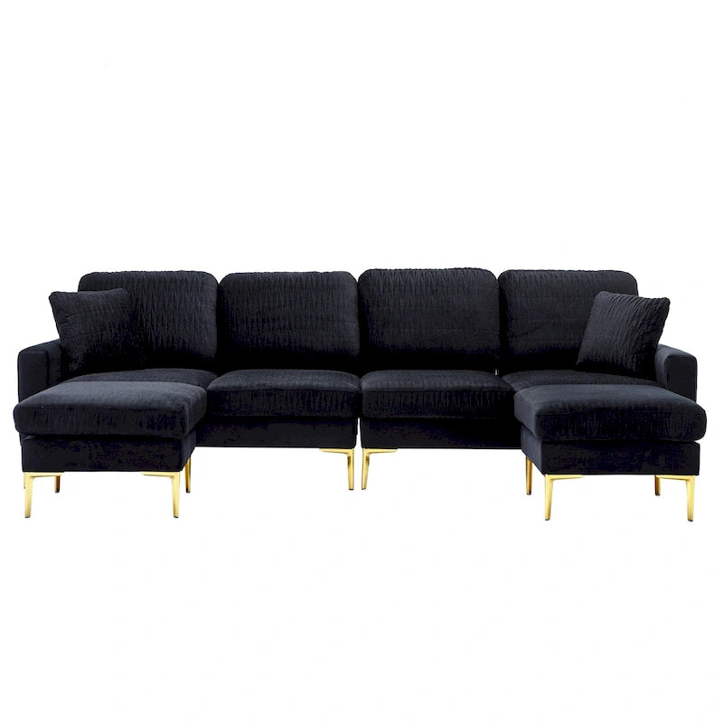 Velvet U-shaped modular detachable sectional sofa