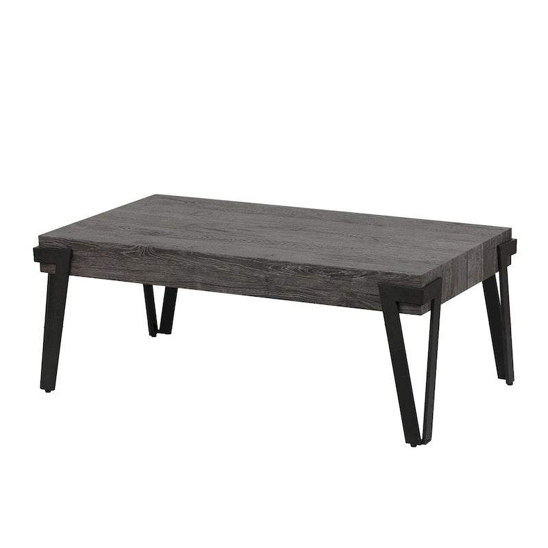 43-inch Industrial Wood and Metal Coffee Table - 17 H x 43.38 W x 24.5 D