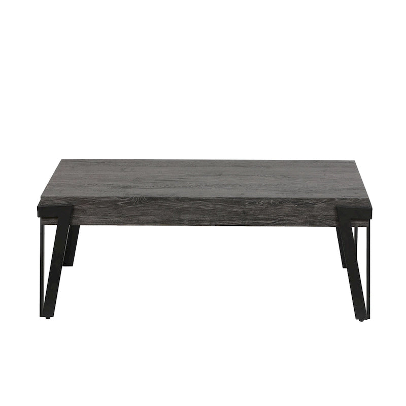 43-inch Industrial Wood and Metal Coffee Table - 17 H x 43.38 W x 24.5 D