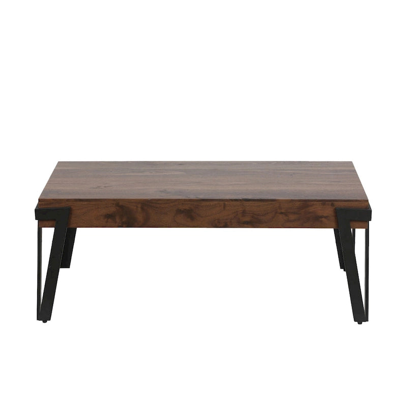 43-inch Industrial Wood and Metal Coffee Table - 17 H x 43.38 W x 24.5 D