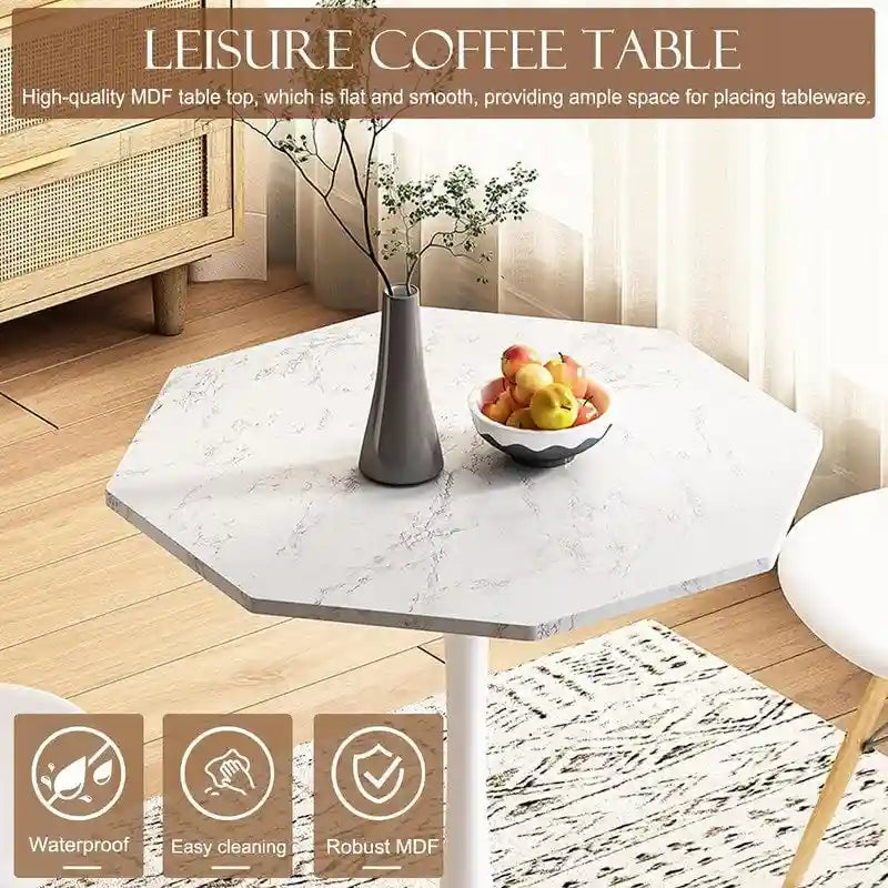 Grondin Modern Minimalism Style 31.5 Octagonal Dining Table with MDF Top and Pedestal Metal Base, Tulip Small Bar Table