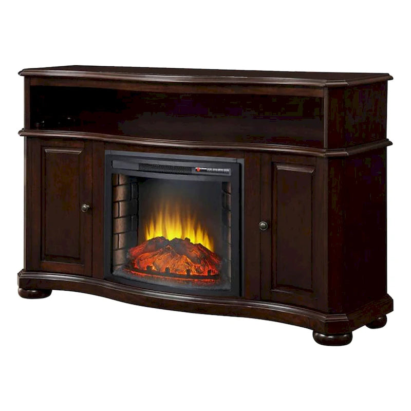 Pleasant Hearth Merrill 54 TV Stand with Electric Fireplace in Merlot - 54 inches in width