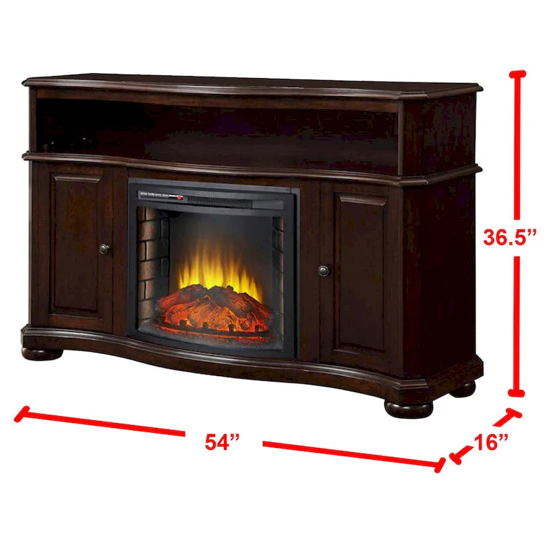 Pleasant Hearth Merrill 54 TV Stand with Electric Fireplace in Merlot - 54 inches in width