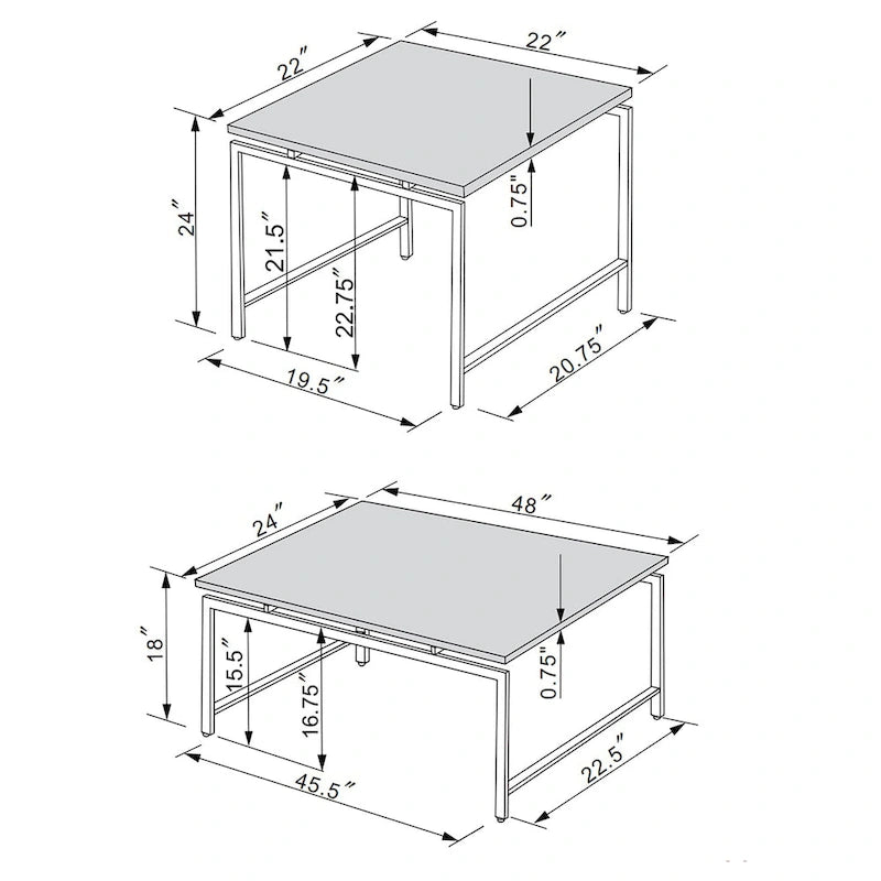 Clark 3-piece Faux Marble Top Coffee Table Set White Faux Marble