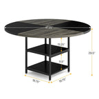 Round Dining Table for 4, 47 inch Kitchen Table Small Dinner Table with Storage Shelf