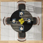 Round Dining Table for 4, 47 inch Kitchen Table Small Dinner Table with Storage Shelf