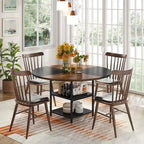 Round Dining Table for 4, 47 inch Kitchen Table Small Dinner Table with Storage Shelf