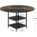 Round Dining Table for 4, 47 inch Kitchen Table Small Dinner Table with Storage Shelf