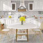 Round Dining Table for 4, 47 inch Kitchen Table Small Dinner Table with Storage Shelf