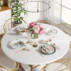 Round Dining Table for 4, 47 inch Kitchen Table Small Dinner Table with Storage Shelf