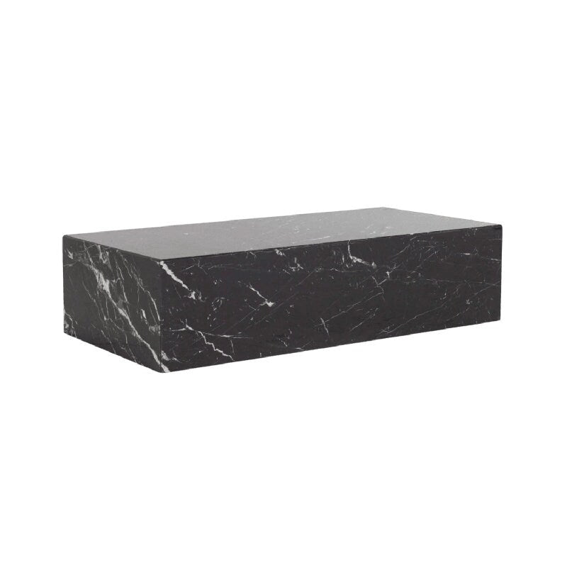Genuine Marble Block Coffee Table - Black Marble