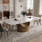 63-94 Hobart Modern Dining Table with Rectangular Sintered Stone Tabletop and Carbon Steel Leg for 4-10
