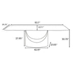 63-94 Hobart Modern Dining Table with Rectangular Sintered Stone Tabletop and Carbon Steel Leg for 4-10