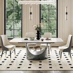 63-94 Hobart Modern Dining Table with Rectangular Sintered Stone Tabletop and Carbon Steel Leg for 4-10
