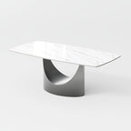 63-94 Hobart Modern Dining Table with Rectangular Sintered Stone Tabletop and Carbon Steel Leg for 4-10