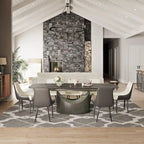 63-94 Hobart Modern Dining Table with Rectangular Sintered Stone Tabletop and Carbon Steel Leg for 4-10