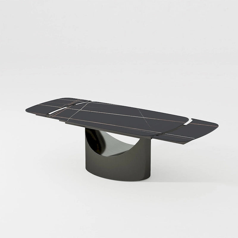 63-94 Hobart Modern Dining Table with Rectangular Sintered Stone Tabletop and Carbon Steel Leg for 4-10