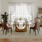 63-94 Hobart Modern Dining Table with Rectangular Sintered Stone Tabletop and Carbon Steel Leg for 4-10