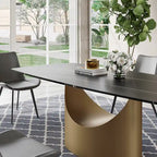 63-94 Hobart Modern Dining Table with Rectangular Sintered Stone Tabletop and Carbon Steel Leg for 4-10