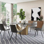 63-94 Hobart Modern Dining Table with Rectangular Sintered Stone Tabletop and Carbon Steel Leg for 4-10