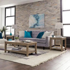 Sun Valley Sandstone Brown Living Room Table Set 3 Piece with Coffee Table, Side Tables