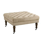 Abigal Tan Velvet Square Tufted Ottoman