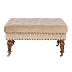 Abigal Tan Velvet Square Tufted Ottoman