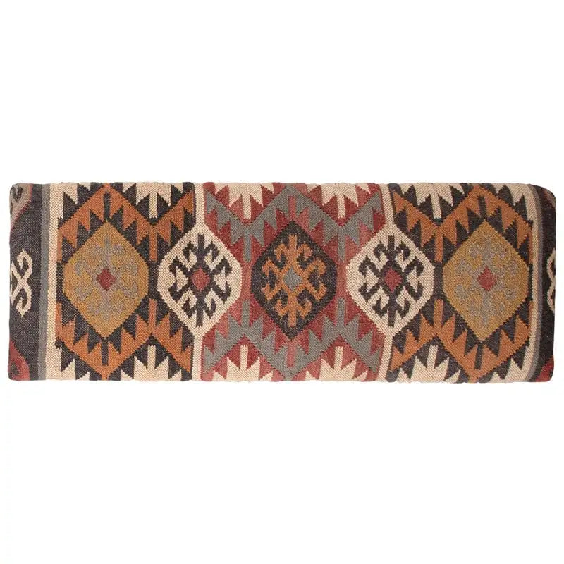 Handmade Kilim Upholstered Wooden Bench (India) - 48 L x 16 W x 18 H
