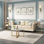 Myhozm 3-piece Round Coffee and Side Table Set with Open Shelves