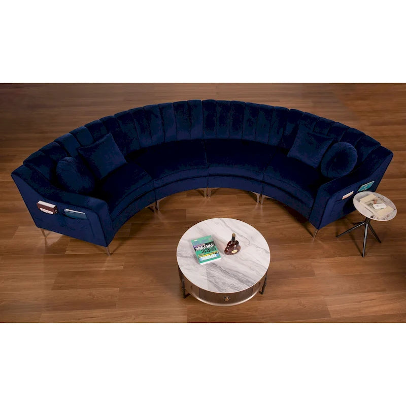 Velvet Symmetrical Modular U Shaped Curved Corner Sectional Sofas - 141 Wide