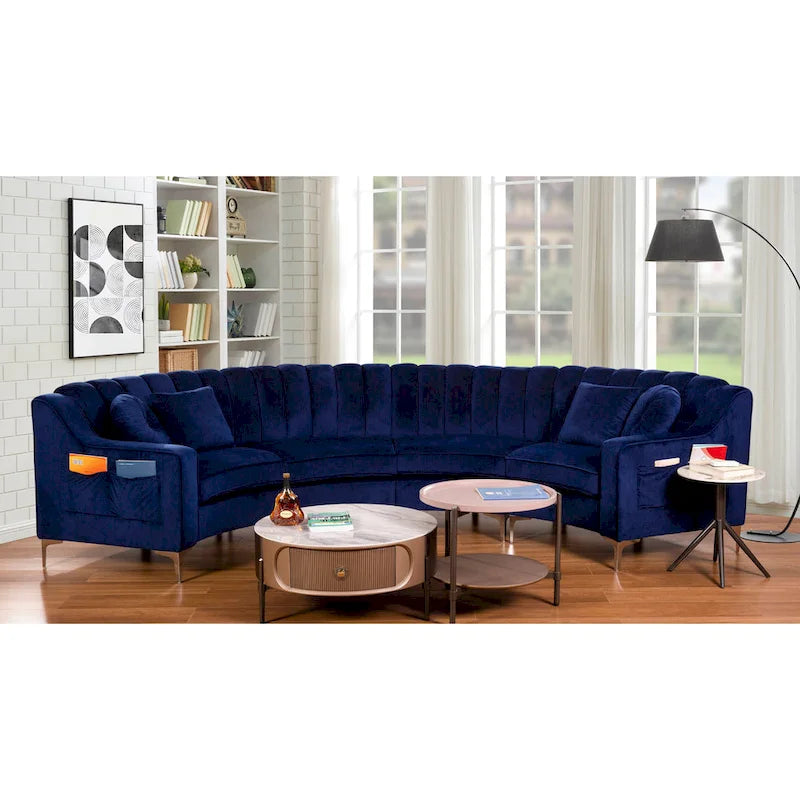 Velvet Symmetrical Modular U Shaped Curved Corner Sectional Sofas - 141 Wide