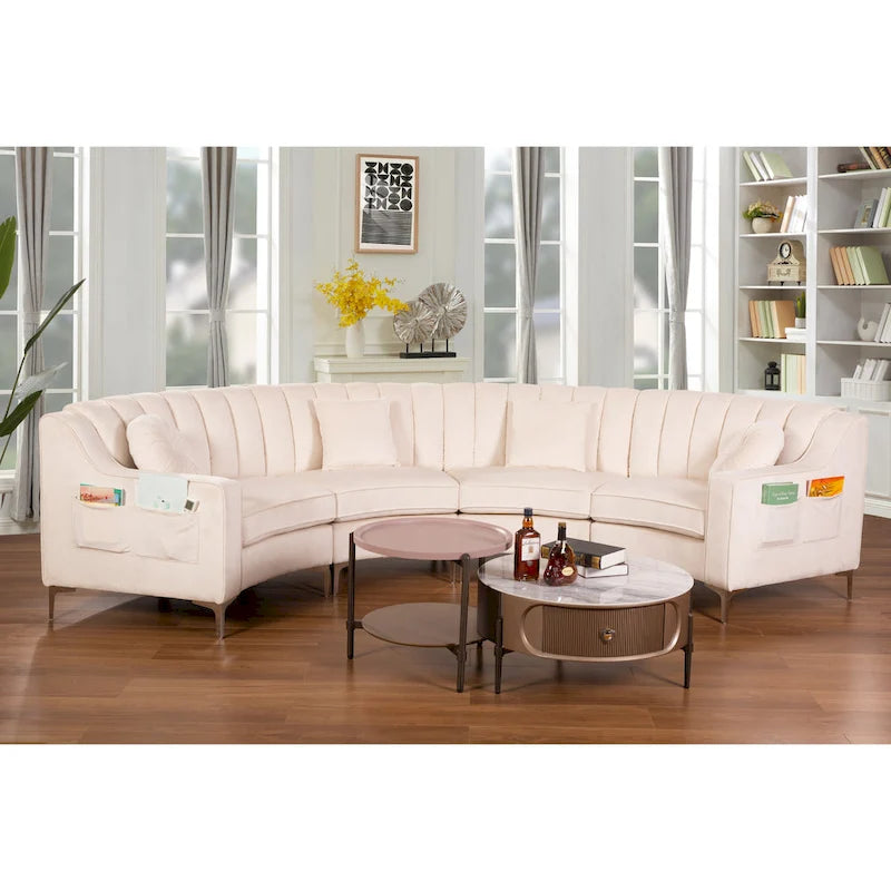 Velvet Symmetrical Modular U Shaped Curved Corner Sectional Sofas - 141 Wide