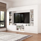 Bookshelf Entertainment Center Storage & Ambient Lighting White/Black