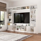 Bookshelf Entertainment Center Storage & Ambient Lighting White/Black