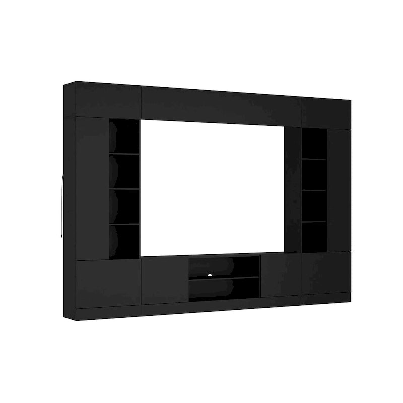 Bookshelf Entertainment Center Storage & Ambient Lighting White/Black