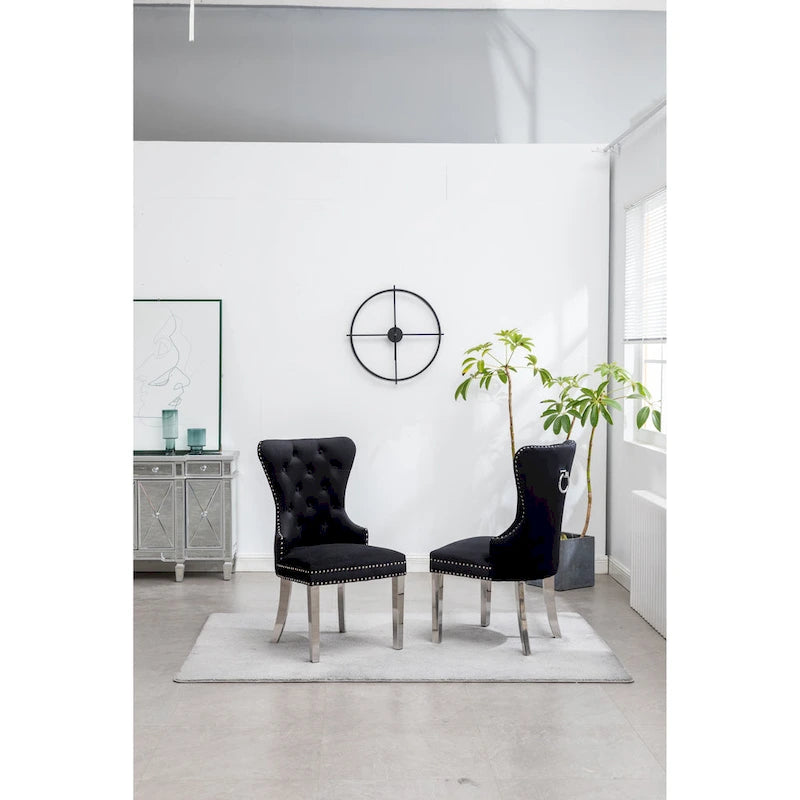 Roundhill Furniture Montura Tufted Velvet Chair (Set of 2)