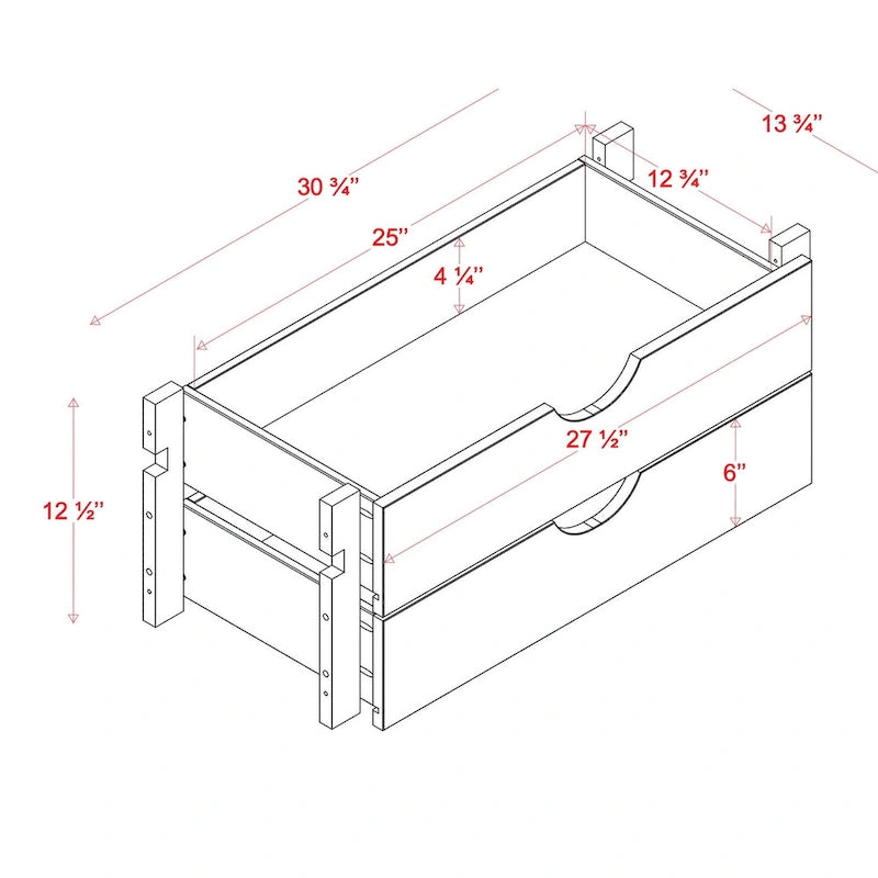 100% Solid Wood Modular Kitchen Pantry 2-Drawer Storage Kit by Palace Imports