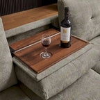 109 Modern 4 Seaters Towelling Sectional Sofa with Hidden Coffee Table Adjustable Headrest and Large Storage Space