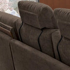 109 Modern 4 Seaters Towelling Sectional Sofa with Hidden Coffee Table Adjustable Headrest and Large Storage Space