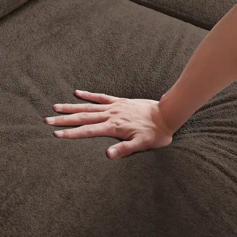 109 Modern 4 Seaters Towelling Sectional Sofa with Hidden Coffee Table Adjustable Headrest and Large Storage Space